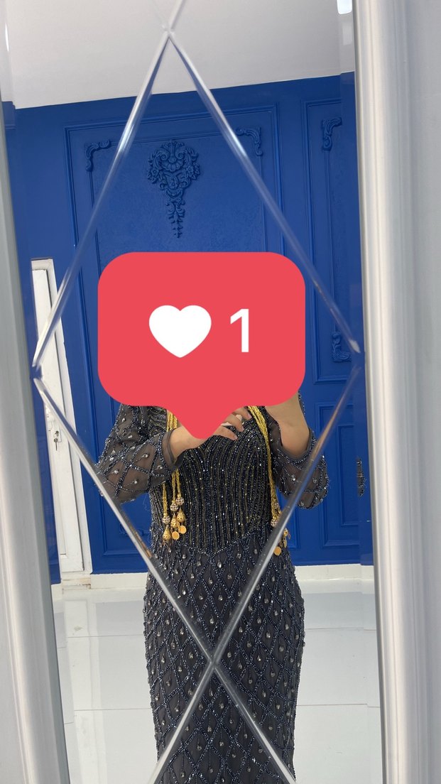 Boncuk İşlemeli Gri Uzun Abiye Elbise - Görsel 3