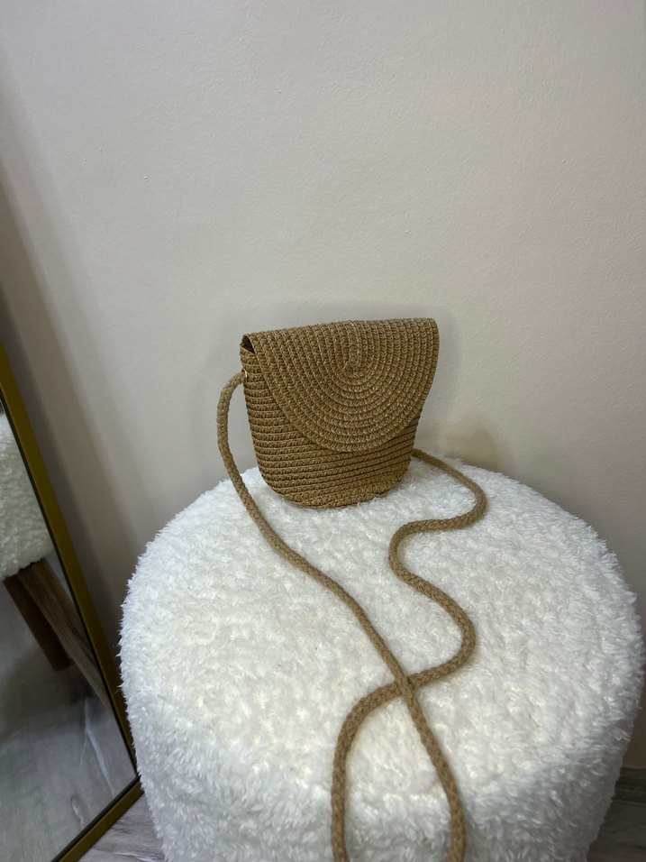 Bej Örgü Bohem Kadın Çapraz Çanta - Görsel 4