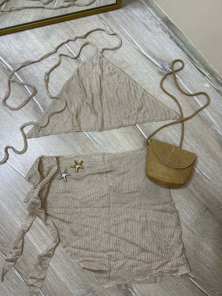 Bej Örgü Bohem Kadın Çapraz Çanta - Görsel 5