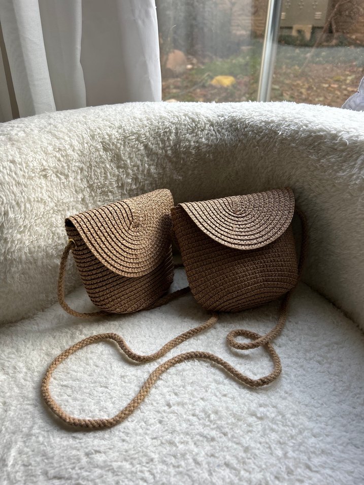 Bej Örgü Bohem Kadın Çapraz Çanta - Görsel 3