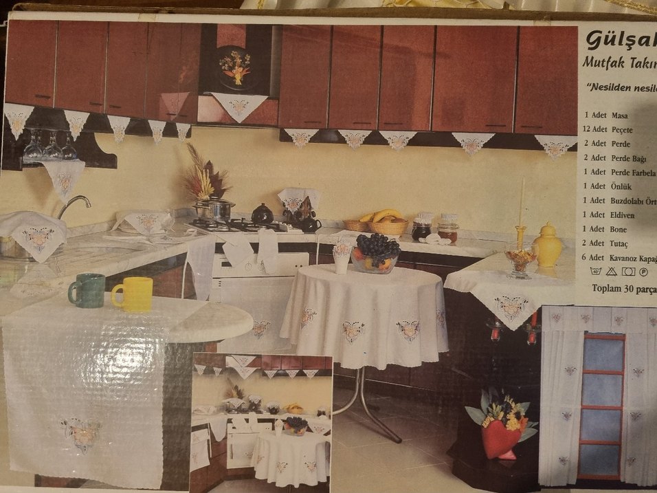 Nakışlı turuncu Parlak Mutfak Takımı - Görsel 2