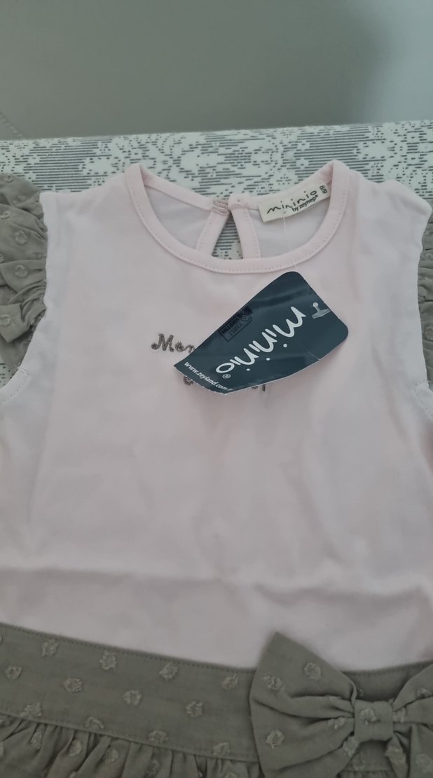 Kız Çocuk pembe Pamuklu Fırfırlı Elbise - Görsel 3