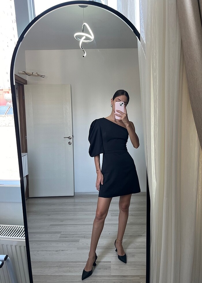 Siyah Mini Elbise - Görsel 2