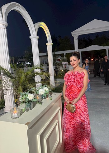 Pembe Straplez Bohem Uzun Elbise - Görsel 2