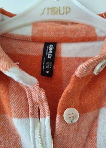 Turuncu kareli gömlek  - Görsel 3
