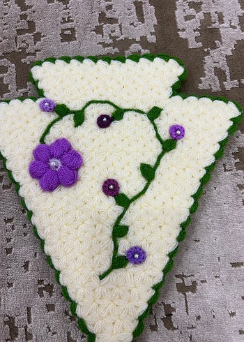 Renkli Nakışlı Örgü el işi lif bohçalık - Görsel 5