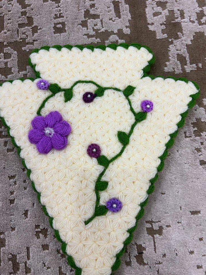 Renkli Nakışlı Örgü el işi lif bohçalık - Görsel 5