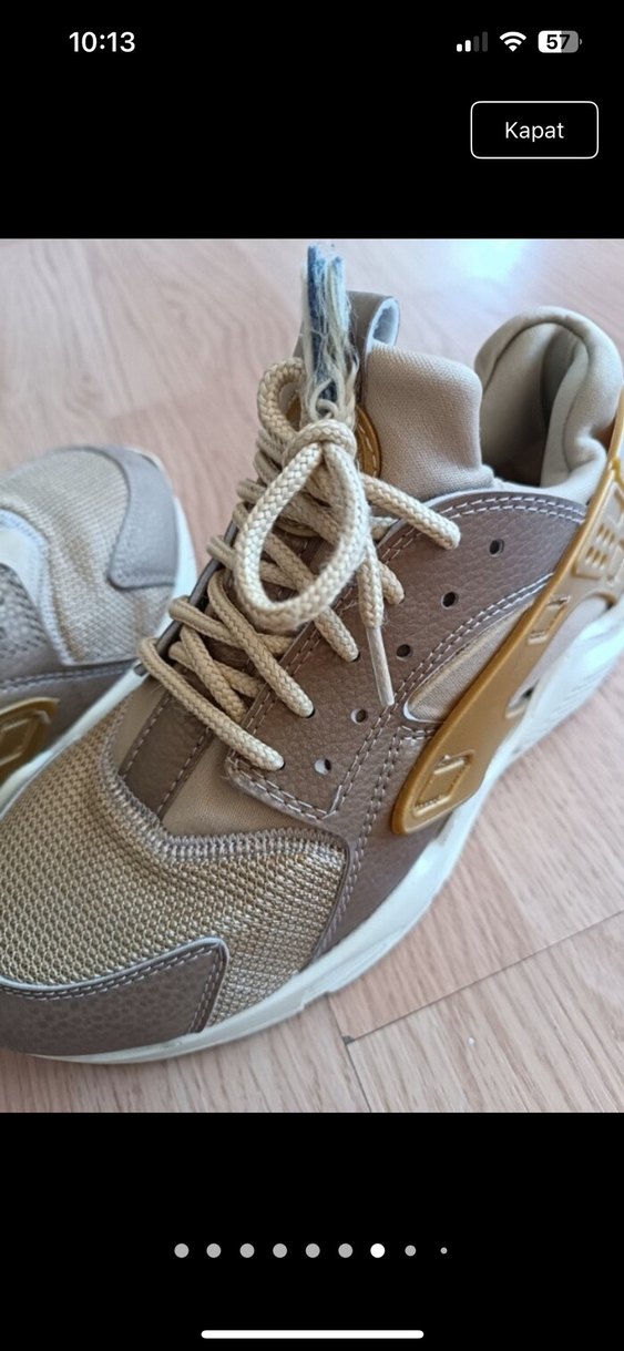 Bej Bağcıklı Kadın Spor Ayakkabı huarch - Görsel 5