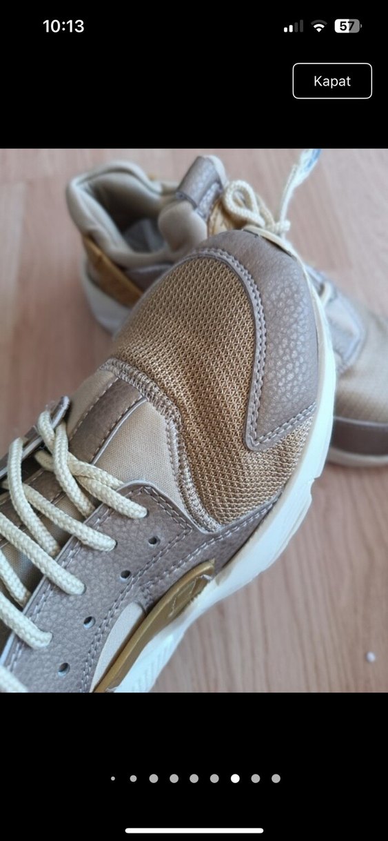 Bej Bağcıklı Kadın Spor Ayakkabı huarch - Görsel 3