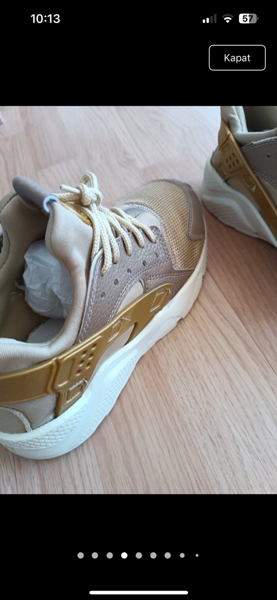 Bej Bağcıklı Kadın Spor Ayakkabı huarch - Görsel 2