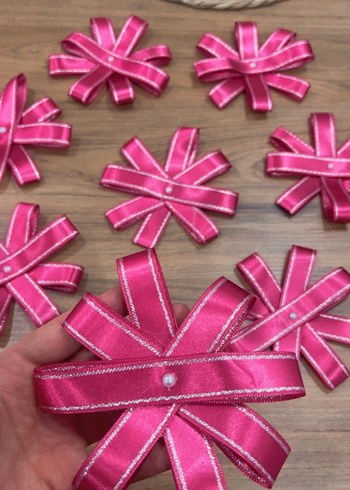 Pembe Nakışlı Kurdeleli bohça Seti - Görsel 2