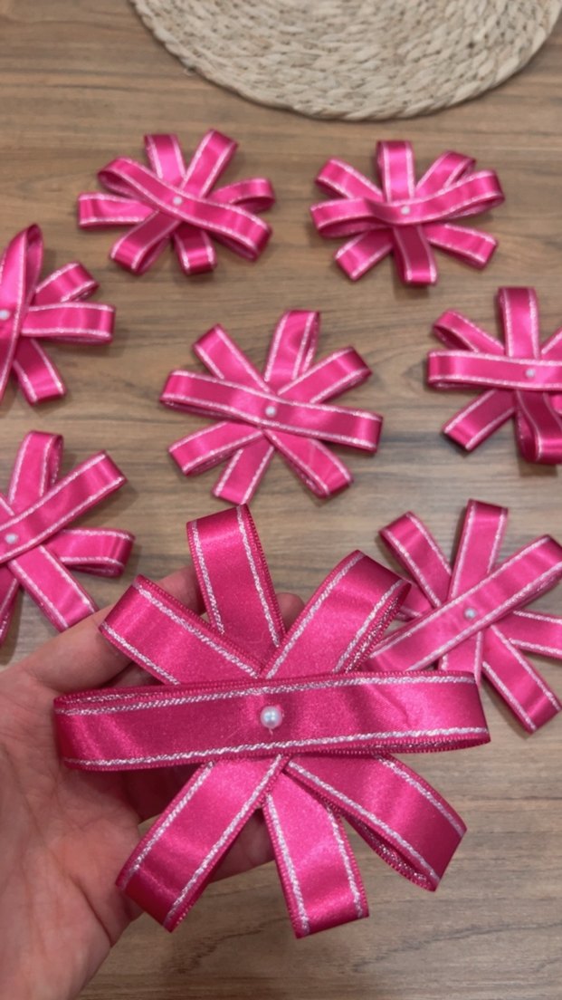 Pembe Nakışlı Kurdeleli bohça Seti - Görsel 2