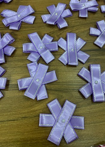 Mor Kurdeleli Çiçek Desenli bohça süsü - Görsel 2