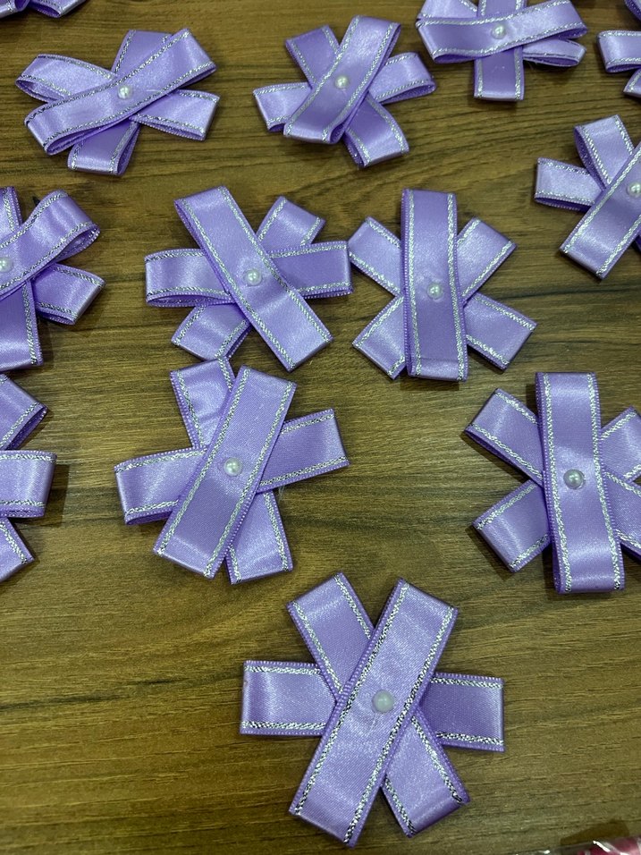 Mor Kurdeleli Çiçek Desenli bohça süsü - Görsel 2