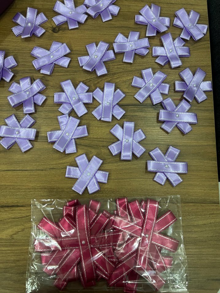 Mor Kurdeleli Çiçek Desenli bohça süsü - Görsel 5