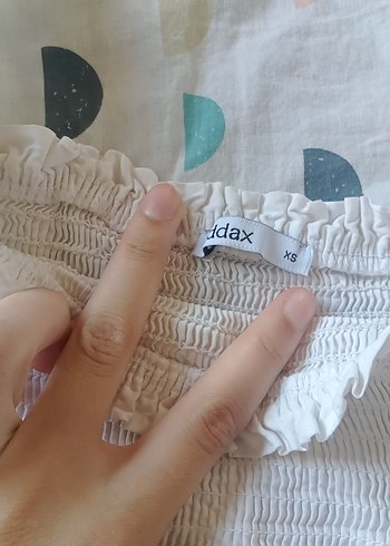 xs Beden beyaz Renk Beyaz Straplez Keten Kısa Kollu Bluz