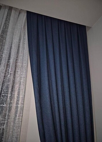 Beden lacivert Renk 2 adet lacivert fon perde