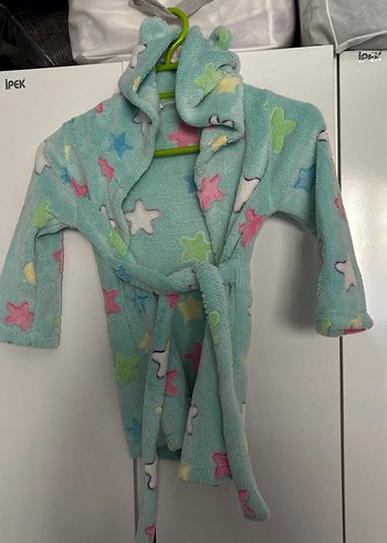 Çocuklar için Yumuşak Yıldız Desenli Bornoz - Görsel 2