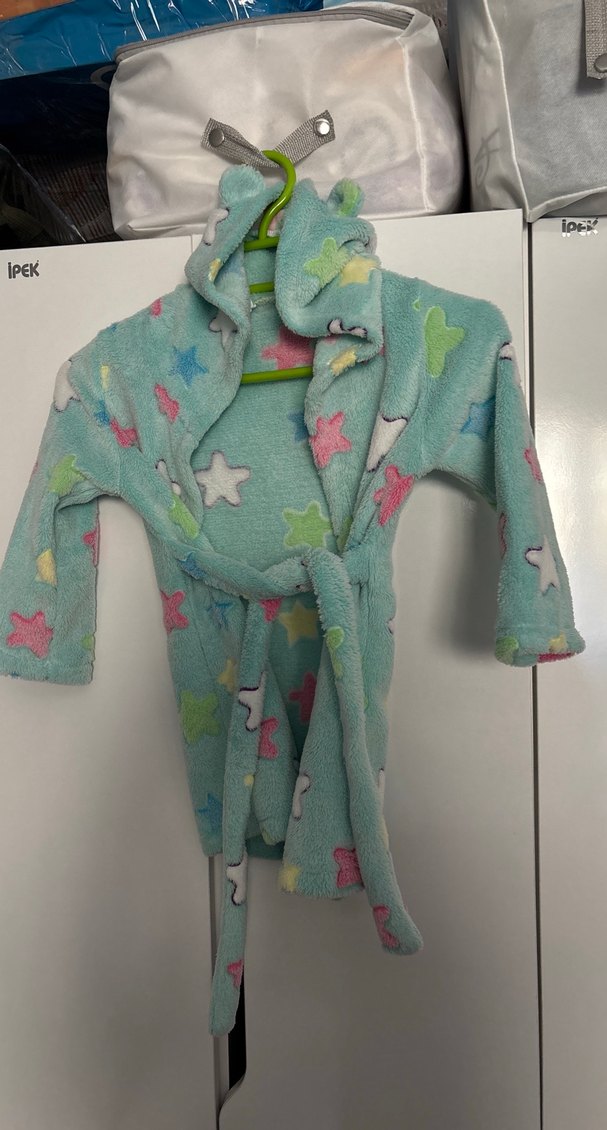 Çocuklar için Yumuşak Yıldız Desenli Bornoz - Görsel 2