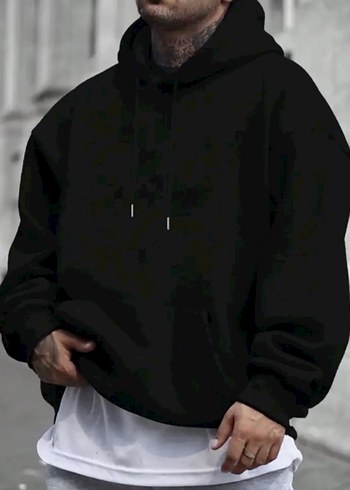 Diğer Siyah Kapüşonlu Baskılı Sweatshirt