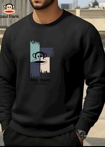 Paul Frank Siyah Baskılı Erkek Sweatshirt