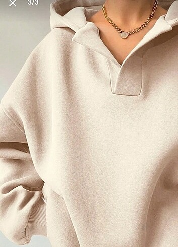 s Beden Kadın Ovirsize Yaka Detaylı Kapüşonlu Sweatshirt