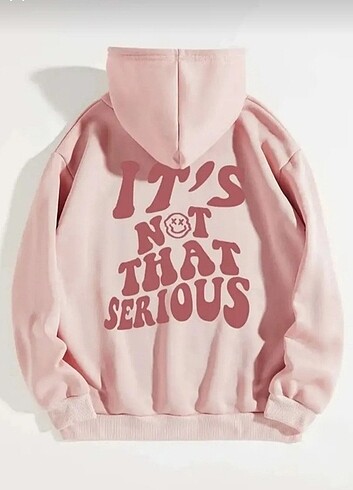 Kadın Pembe It's Not That Serious Baskılı Kapüşonlu Sweatshirt 