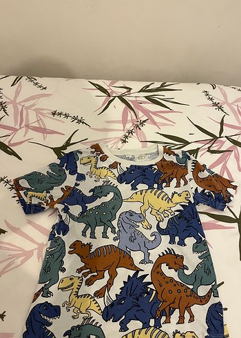 Renkli Dinozor Desenli Erkek Çocuk Tişörtü