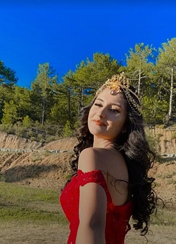 Beden altın Renk Hürrem saçaklı alınlık Gelin Kına Tacı