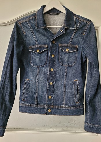 Düğmeli Kadın Mavi Denim Ceket