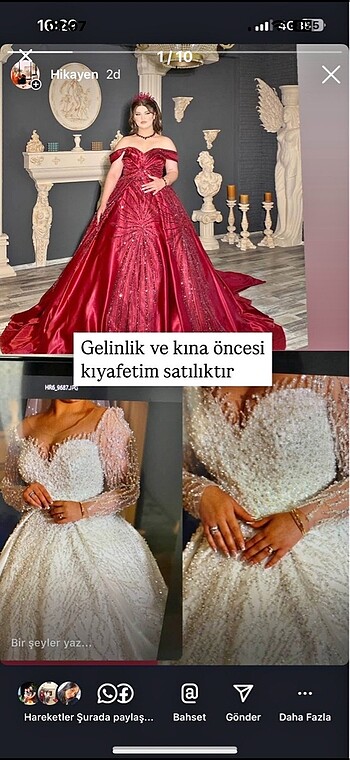 Kumaş parasına 2 Gelinlik de satılık büyük bedene uyumlu
