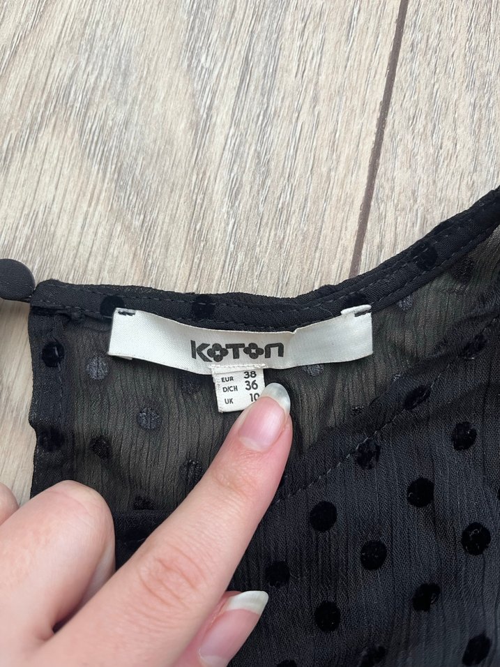 Fırfırlı Siyah Puantiyeli Mini Elbise - Görsel 2