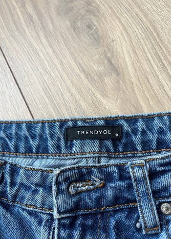 Yüksek bel koyu mavi mom jean - Görsel 3