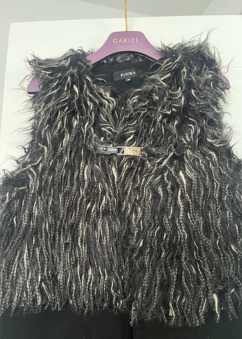 Siyah Uzun Kürklü Kadın Yelek - Görsel 2