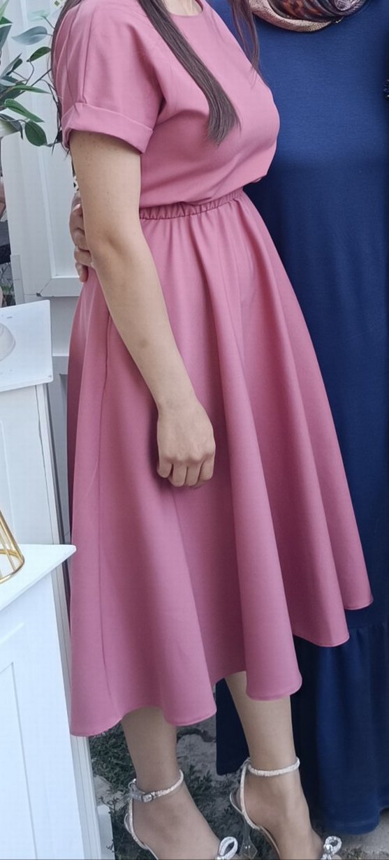 Pembe Uzun Kollu Salaş Elbise - Görsel 2