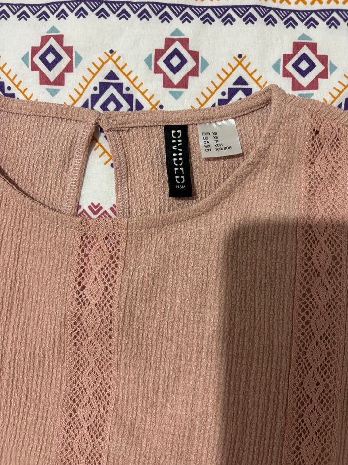 Nakışlı Bohem pudra Kolsuz Bluz - Görsel 2