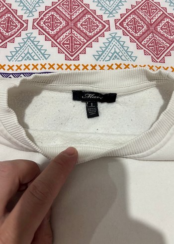 Kadın Beyaz Pamuklu Salaş Sweatshirt - Görsel 2