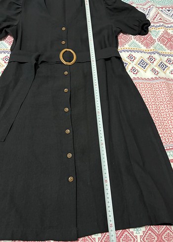 Düğmeli Siyah Uzun Bohem Elbise - Görsel 2