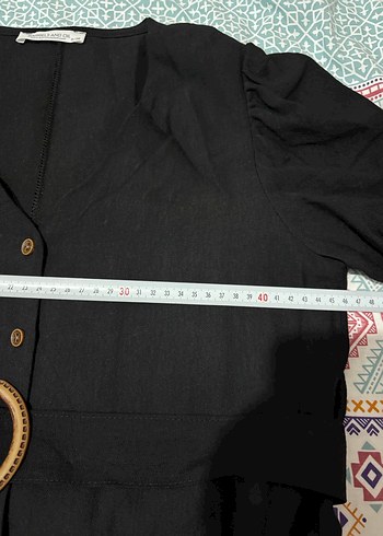 Düğmeli Siyah Uzun Bohem Elbise - Görsel 4