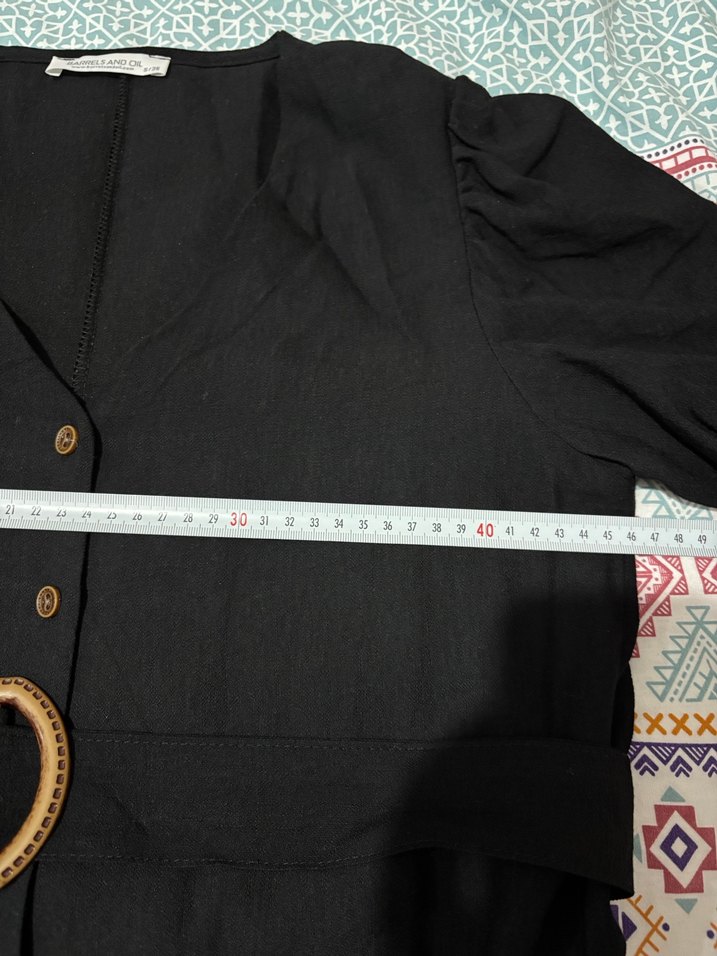 Düğmeli Siyah Uzun Bohem Elbise - Görsel 4