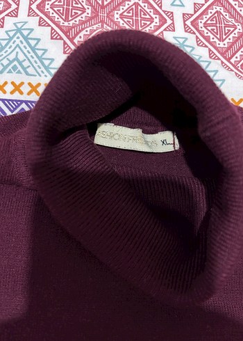 Bordo Kadın Boğazlı İnce Triko Kazak - Görsel 2