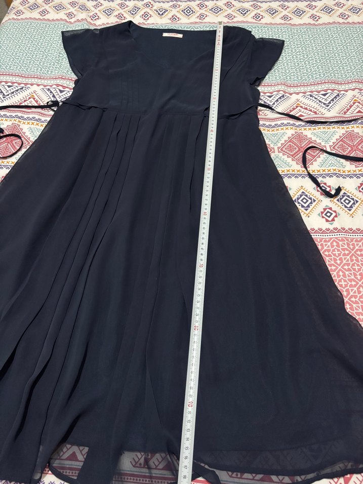 Lacivert V Yaka Salaş şifon Hamile Elbisesi - Görsel 2