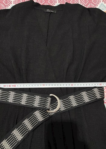 Kemerli Siyah midi Kadın Elbise - Görsel 2