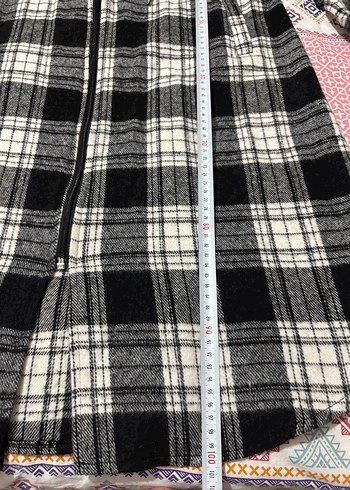 Gri Ekose Kapüşonlu Uzun Kaban - Görsel 2