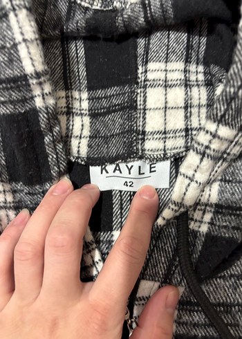 Gri Ekose Kapüşonlu Uzun Kaban - Görsel 5