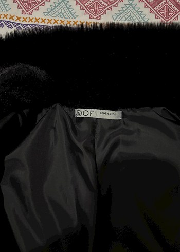 Kadın Siyah Peluş Yüksek Yakalı Kürk Ceket - Görsel 5