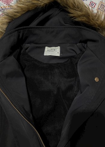 Kürk Detaylı Siyah Uzun Kadın kaban - Görsel 5