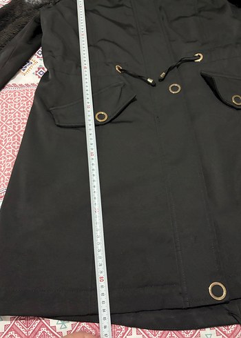 Kürk Detaylı Siyah Uzun Kadın kaban - Görsel 3