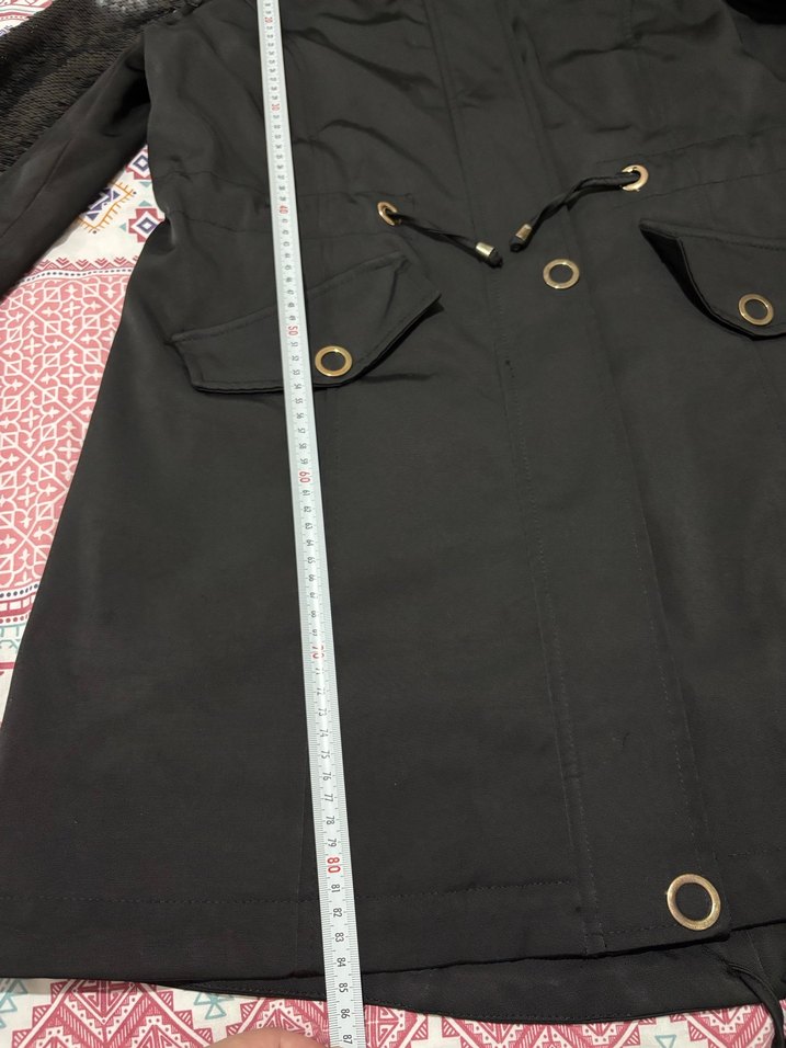 Kürk Detaylı Siyah Uzun Kadın kaban - Görsel 3