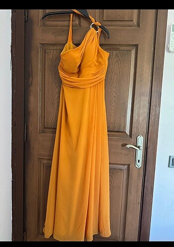 Doridorca turuncu şifon abiye